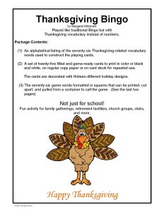 Thanksgiving Bingo