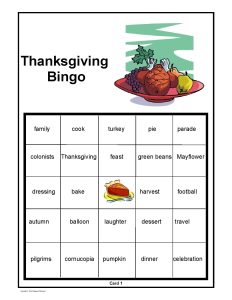 Thanksgiving Bingo