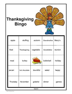 Thanksgiving Bingo