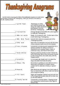 Thanksgiving Anagrams