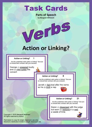 Verbs: Action or Linking Task Cards
