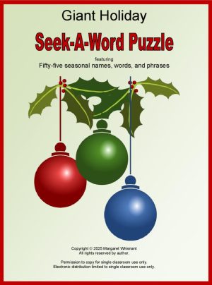 Giant December Holiday Seek-A-Word