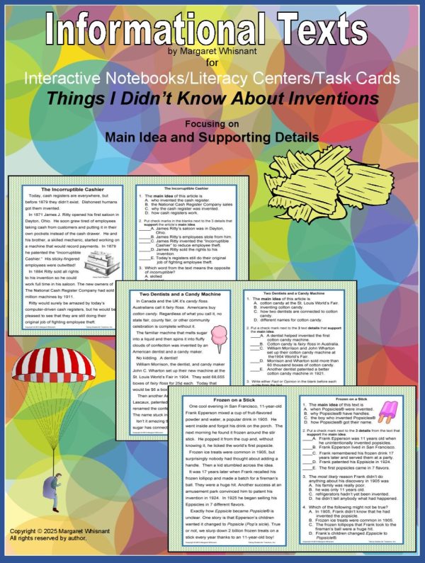 Informational Text Things I Didn't Know about Inventions--Main Idea