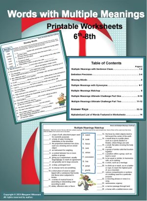 Words with Multiple Meanings Challenge | Worksheets for Grades 6–8